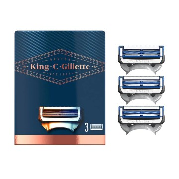 GILLETTE KING neck razor blades x 3 cartridges