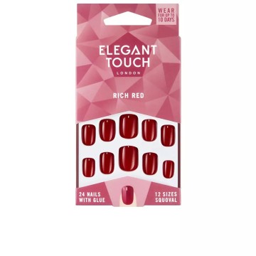 POLISHED COLOUR 24 nails with glue squoval rich red