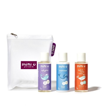 Mini-U Hair and Skincare set: Honey Cream Shampoo 100ml + Honey Cream Conditioner 100ml + Tropical Berries Hair & Bodywash 100ml