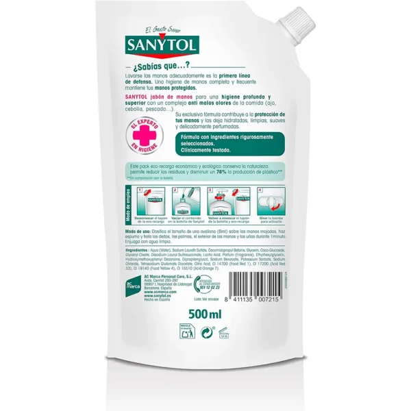 Antibacterial Kitchen Soap 500ML - Sanytol Eco Refill - Image 2
