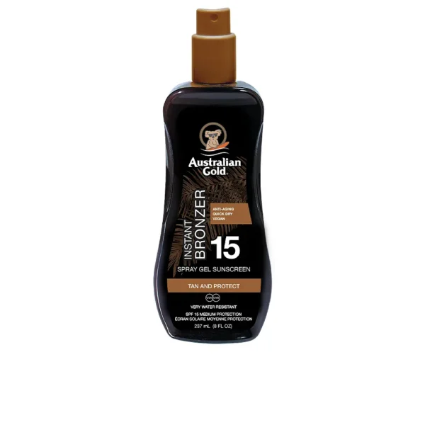 Australian Gold Sunscreen SPF15 Spray Gel 237ML with Bronzer