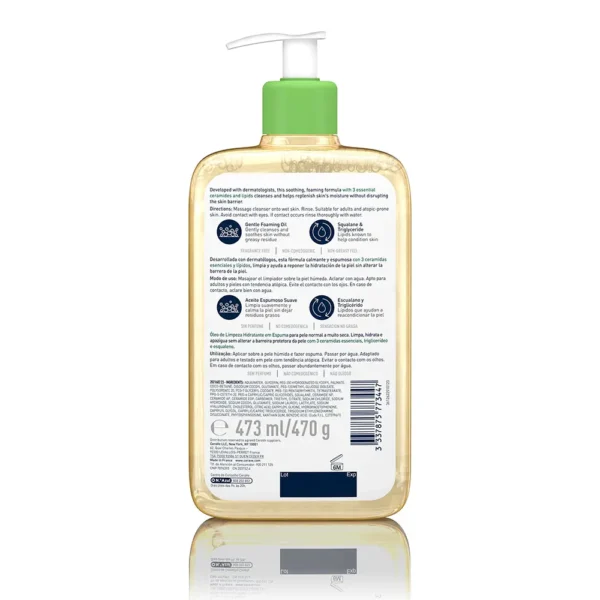 CeraVe Hydrating Foaming Oil Cleanser 473ML for Dry Skin - Image 2