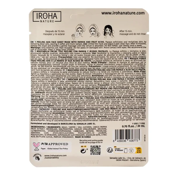 Iroha Papaya Peeling AHA Facial Mask 1 Unit - Image 2