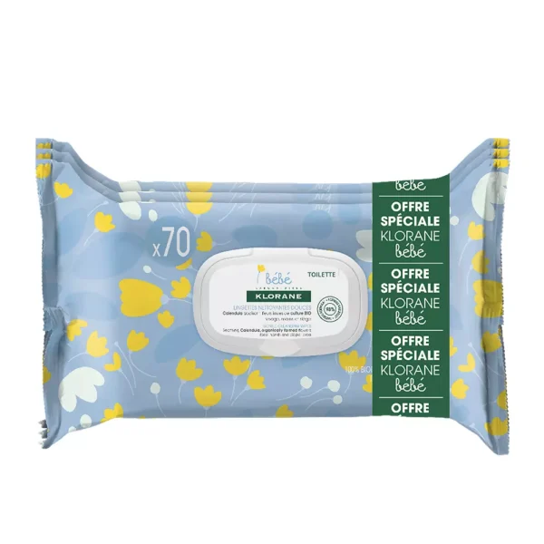 Klorane Baby Gentle Wipes Lot of 3 x 70 Units
