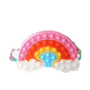 Rainbow Silicone Pop-It Crossbody Bag 21 x 14 x 3.5 cm