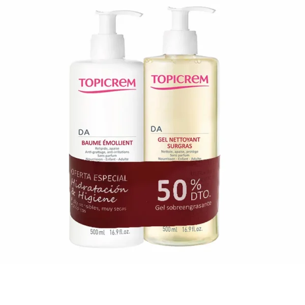 Topicrem Emollient Balm & Cleansing Gel 500ML Pack of 2