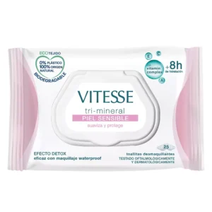 VITESSE Tri-Mineral Sensitive Skin Makeup Remover Wipes 25 Pack