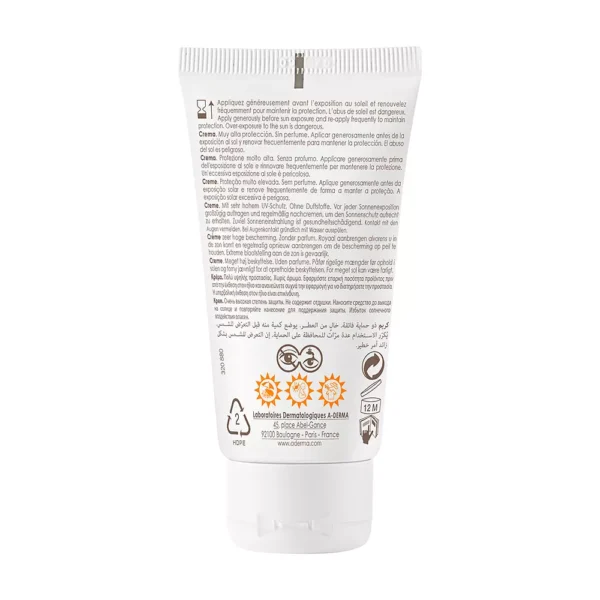 A-DERMA Protect SPF 50+ Sunscreen Cream 40ML - Image 2