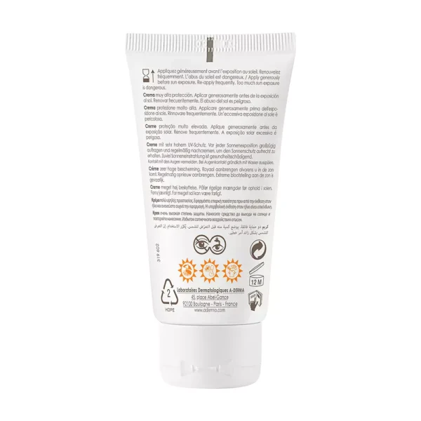 A-DERMA Protect Sun Cream SPF 50+ 40ML - Image 2