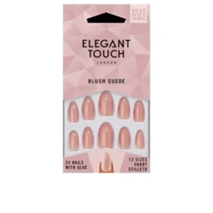 Elegant Touch Core Colour Nails Short Stiletto Blush Suede 24 Pack