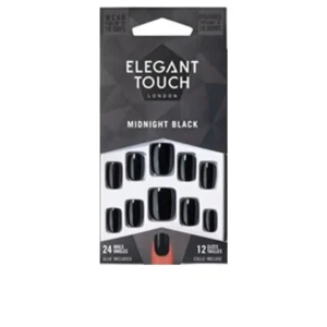 Elegant Touch Core Colour Nails Squoval Midnight Black 24 Pack