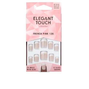 Elegant Touch Pink Square Nails with Glue 24 Units