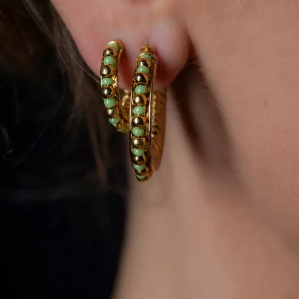 Ethiopia Green 2CM Gold Glitter Earrings - Image 3