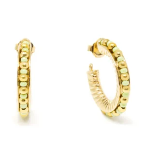 Ethiopia Green 3CM Earrings with Gold Glitter