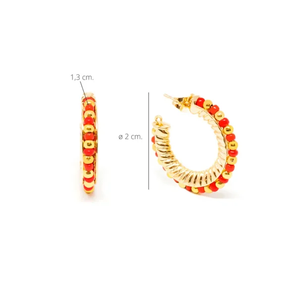 Ethiopia Red 2CM Shiny Gold Earrings - Image 2