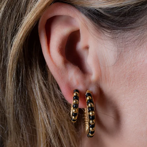 Ethiopia Red 2CM Shiny Gold Earrings - Image 3