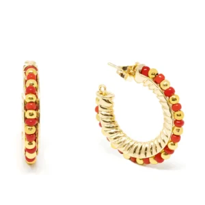 Ethiopia Red 2CM Shiny Gold Earrings