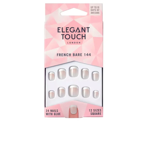 French Bare Nails with Glue Square #144-XS - 24 Units