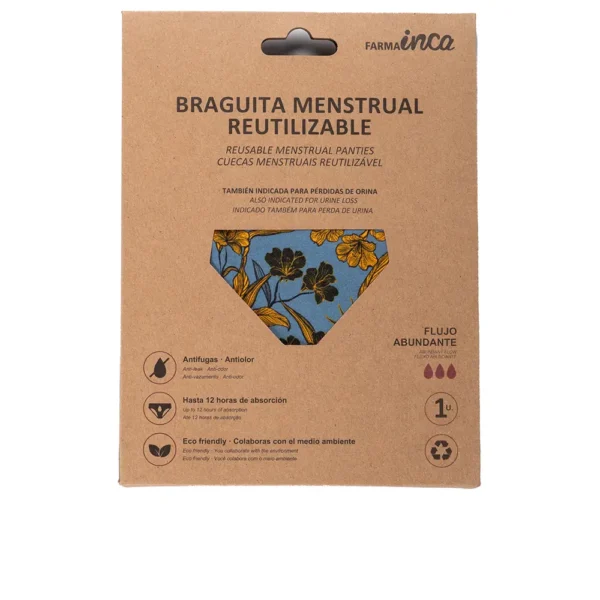 Inca Menstrual Panties Super Absorption Yellow Flowers Size M