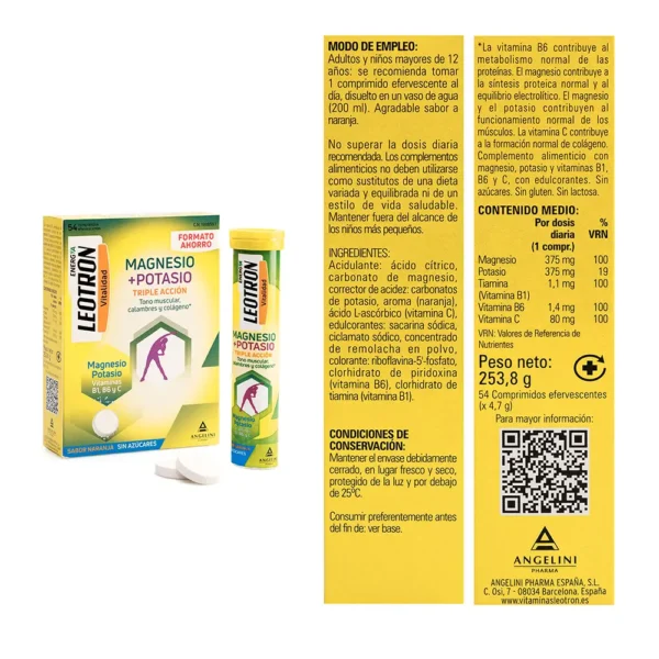Leotron Magnesium + Potassium Energy Tablets 54 Units - Orange - Image 3