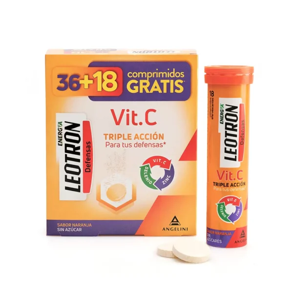 Leotron Vitamin C Effervescent Tablets 54 Units - Orange Flavor - Image 2