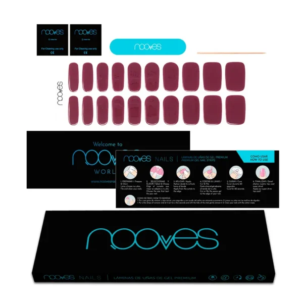 NOOVES Midnight Rain Gel Nail Films Solid Red - 20 Units - Image 2