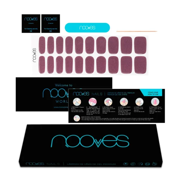 NOOVES Ruby Claret Gel Nails - Premium Glam Glitter (20 Units) - Image 2