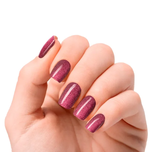 NOOVES Ruby Claret Gel Nails - Premium Glam Glitter (20 Units) - Image 3
