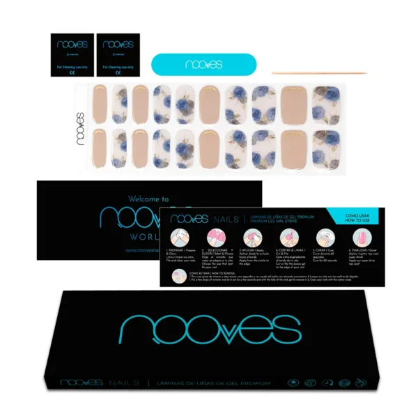 Nooves Elegant Floral Nail Gel Films - Metallic 20 Units - Image 2