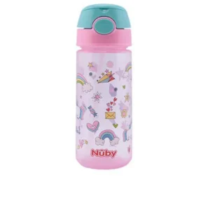 Nûby Pink 540ML Kids' Sippy Cup With Button & Soft Straw