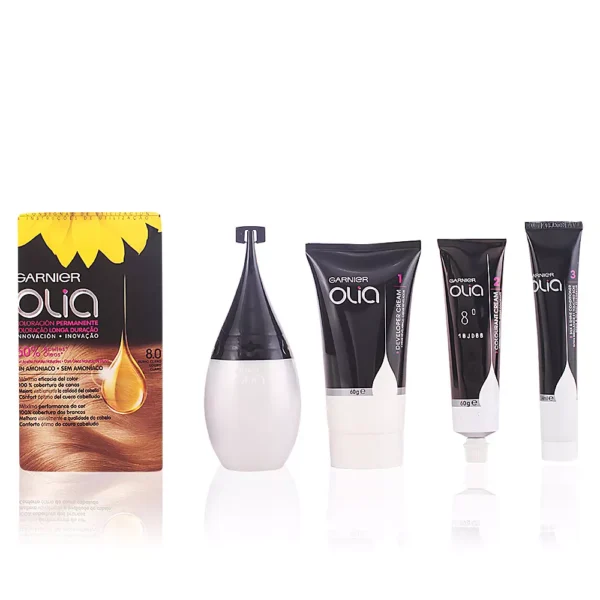 OLIA Permanent Hair Color #8.0 Light Blonde Set 4 Pieces