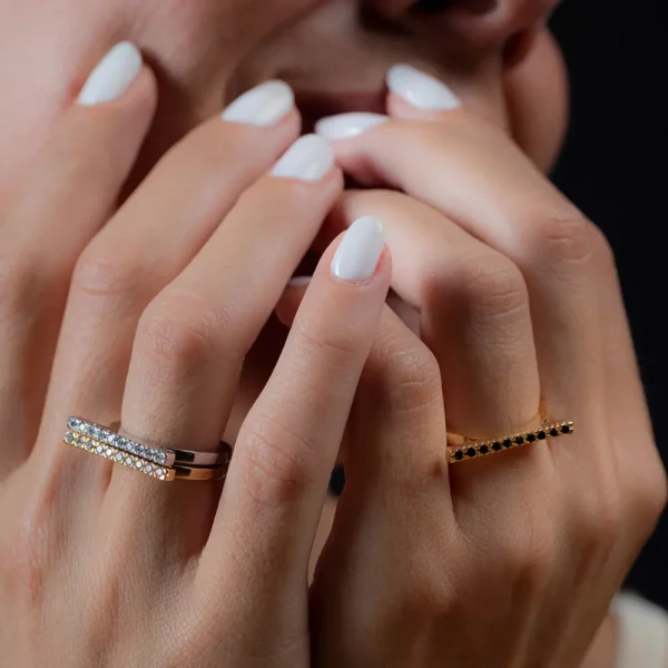 Shabama Black Ring With Bright Gold Finish - Image 3