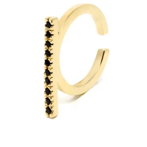 Shabama Black Ring With Bright Gold Finish