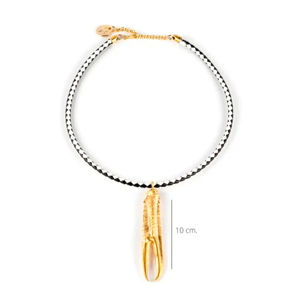 Shabama Black & White Necklace in Shiny Gold - Image 2