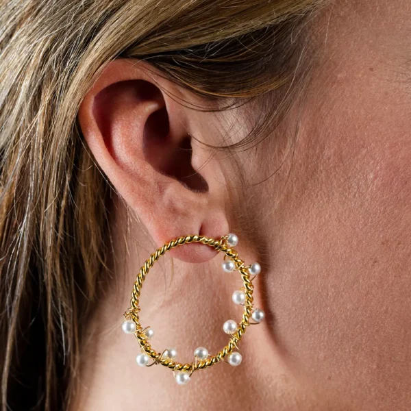 Shabama Bright Gold Shima Earrings - 1 Unit - Image 3