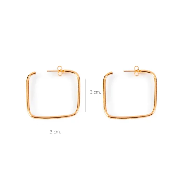 Shabama Moore Squares Shiny Gold Earrings - 1 Unit - Image 2