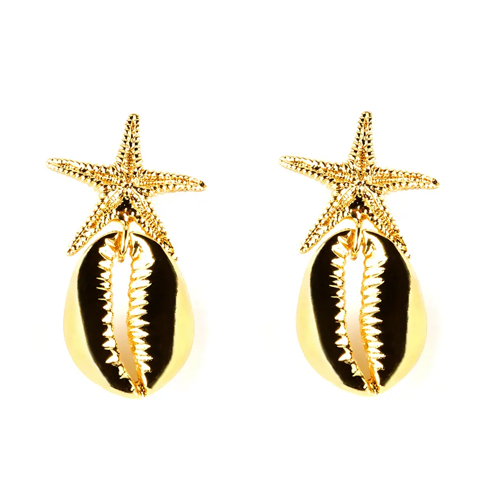 Shabama Shiny Gold Earrings for Summer Festival