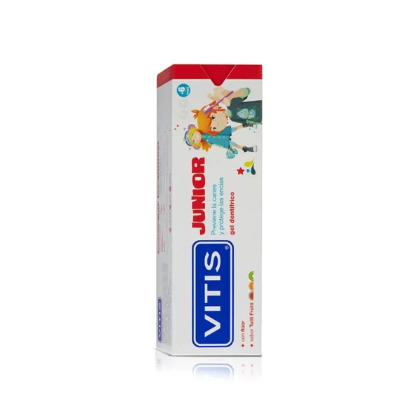 VITIS Junior Fluoride Toothpaste Gel Tutti Frutti 75ml - Image 2