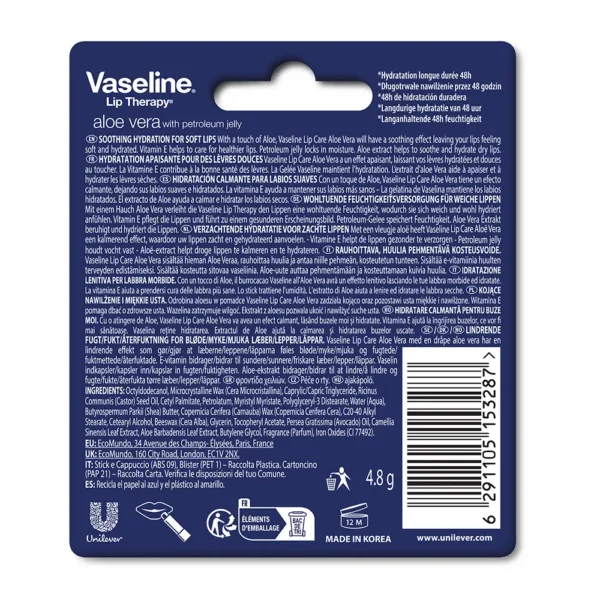 Vaseline Aloe Vera Lip Balm Stick 4.8g - Image 2